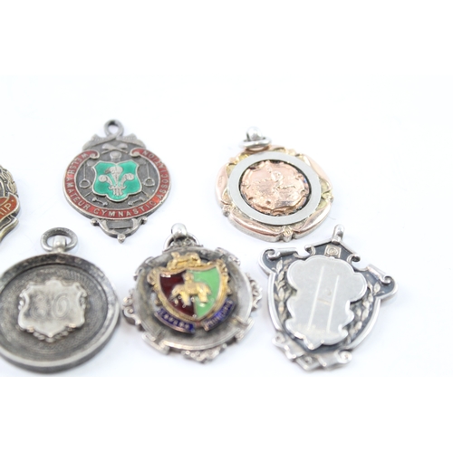 336 - 8 x Antique / Vintage Hallmarked .925 Sterling Silver Fobs / Medallions (84g)