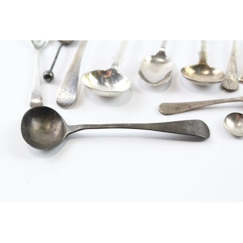 339 - 12 x Antique / Vintage .925 Sterling Silver Condiment Spoons Inc Georgian 80g