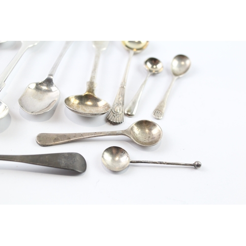 339 - 12 x Antique / Vintage .925 Sterling Silver Condiment Spoons Inc Georgian 80g