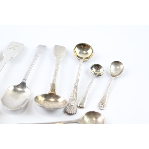 339 - 12 x Antique / Vintage .925 Sterling Silver Condiment Spoons Inc Georgian 80g