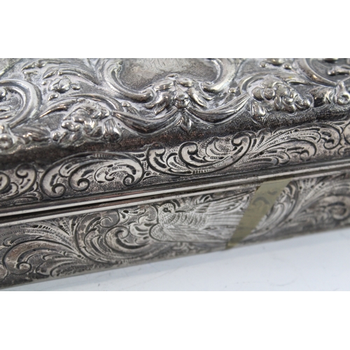 348 - Antique Victorian 1894 London Sterling Silver Jewellery Box (232g)