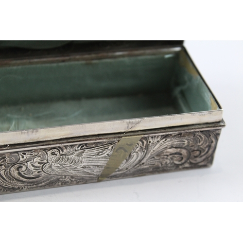 348 - Antique Victorian 1894 London Sterling Silver Jewellery Box (232g)