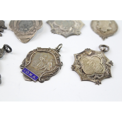 357 - 8 x Antique / Vintage Hallmarked .925 Sterling Silver Fobs / Medallions (66g)