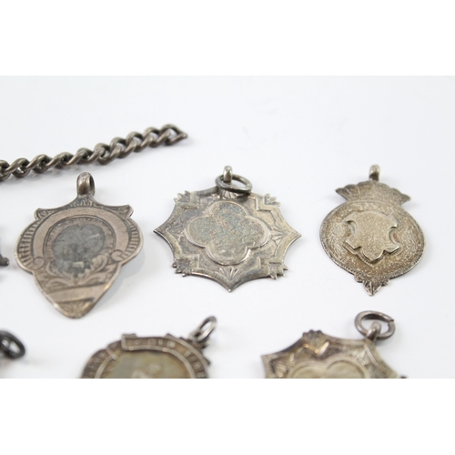 357 - 8 x Antique / Vintage Hallmarked .925 Sterling Silver Fobs / Medallions (66g)