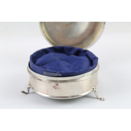 365 - Antique Hallmarked 1922 Birmingham Sterling Silver Circular Jewellery Box 134g