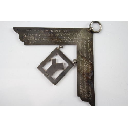 372 - Antique Sterling Silver Masonic Past Master Collar Jewel 83g