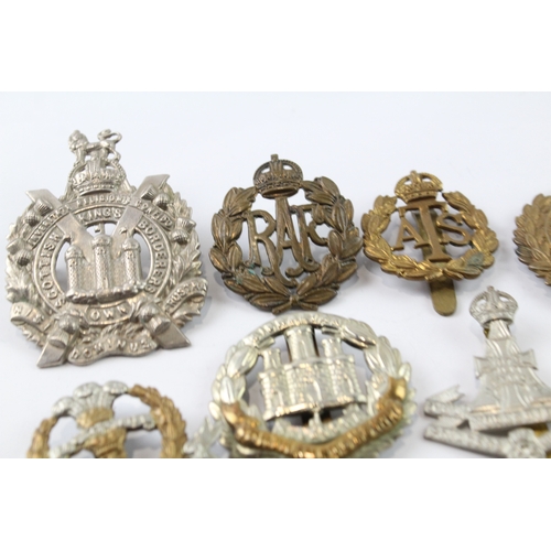 374 - Military Cap Badges Inc Irish, Scottish, East Surrey Regt, Etc x 10