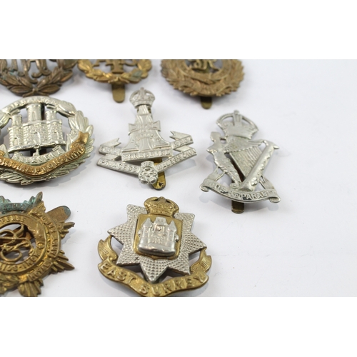 374 - Military Cap Badges Inc Irish, Scottish, East Surrey Regt, Etc x 10