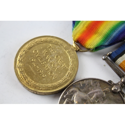 382 - WW1 Mounted Medal Pair 10094 Pte A. F. Savage DLI