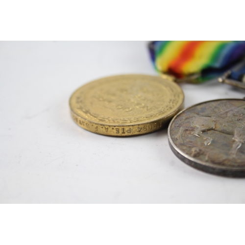 382 - WW1 Mounted Medal Pair 10094 Pte A. F. Savage DLI