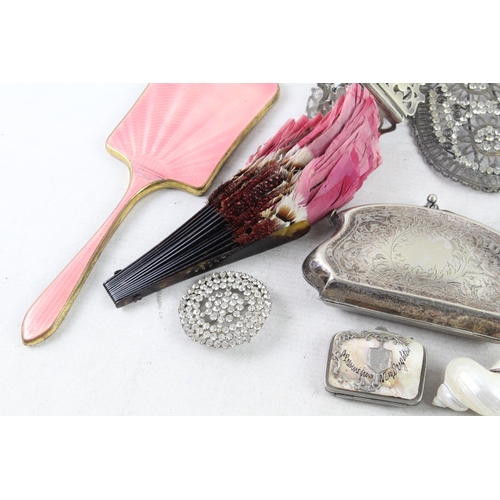 388 - Antique Ladies Vanity Items Inc Hairbrush Purse Tiara Etc Joblot