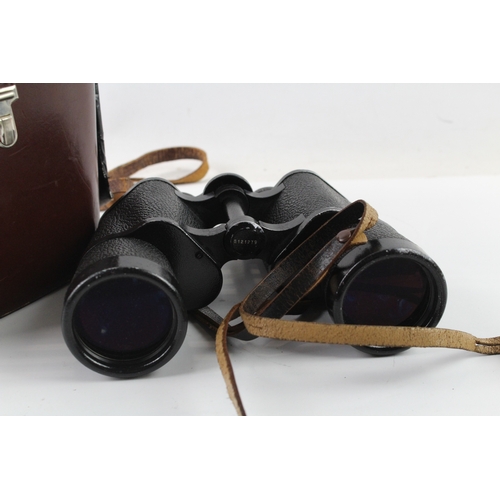 407 - Vintage Carl Zeiss Jena Jenoptem 10x50w Binoculars Mechanically Working w/ Case