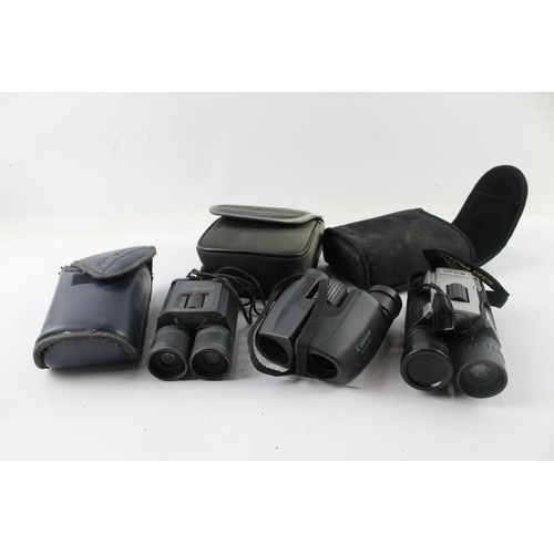 411 - Vintage Compact Binoculars Inc Nikon, Canon & Minolta w/ Original Cases x 3