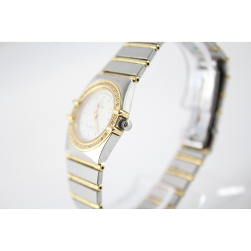 432 - Women's Omega Constellation Two Tone W/ Diamonds Watch Quartz WATCH RUNS