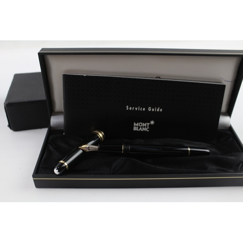 433 - Montblanc Meisterstuck Black Fountain Pen w/ 14ct White Gold Nib WRITING Boxed