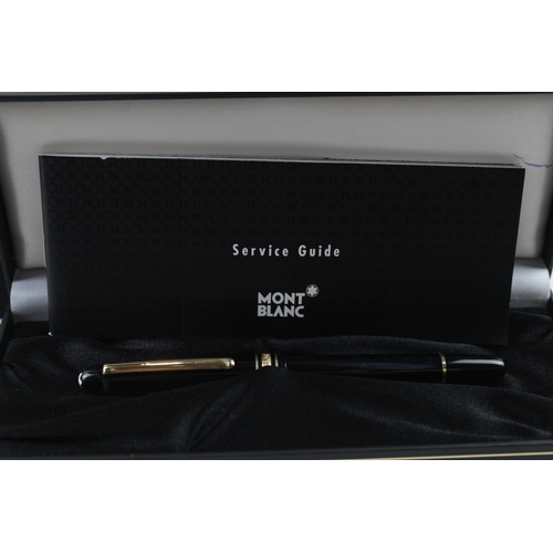 433 - Montblanc Meisterstuck Black Fountain Pen w/ 14ct White Gold Nib WRITING Boxed