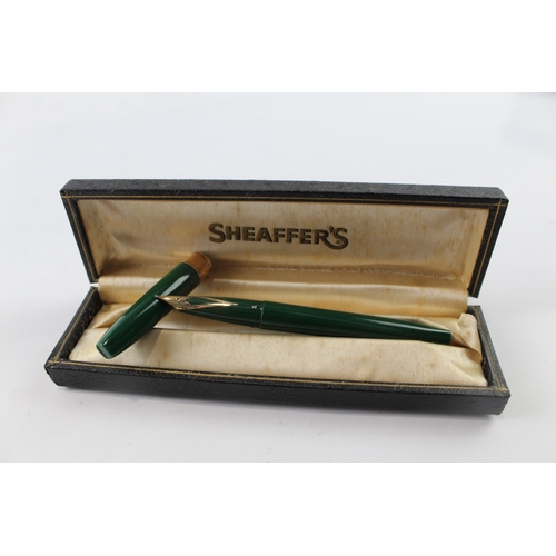 438 - Vintage Sheaffer Imperial Green Fountain Pen w/ 14ct Gold Nib WRITING Boxed