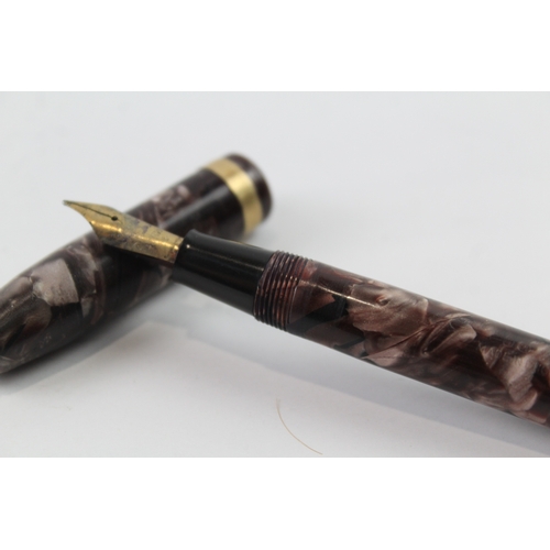 440 - Vintage Conway Stewart 84 Brown Fountain Pen w/ 14ct Gold Nib WRITING