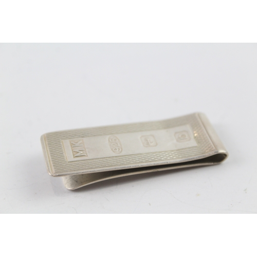 447 - Hallmarked 2001 Birmingham Sterling Silver Gents Money Clip w/ Engraving (16g)