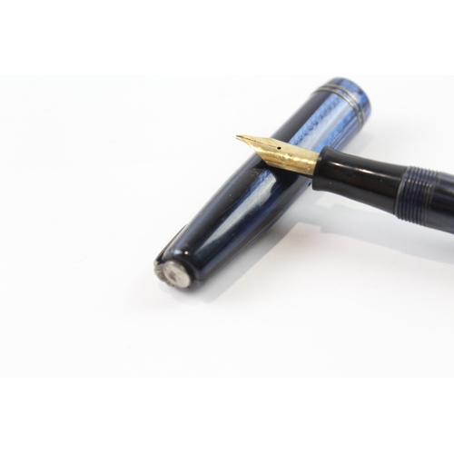 449 - Vintage Waterman Ideal Blue Lacquer Fountain Pen w/ 14ct Gold Nib WRITING