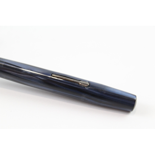 449 - Vintage Waterman Ideal Blue Lacquer Fountain Pen w/ 14ct Gold Nib WRITING