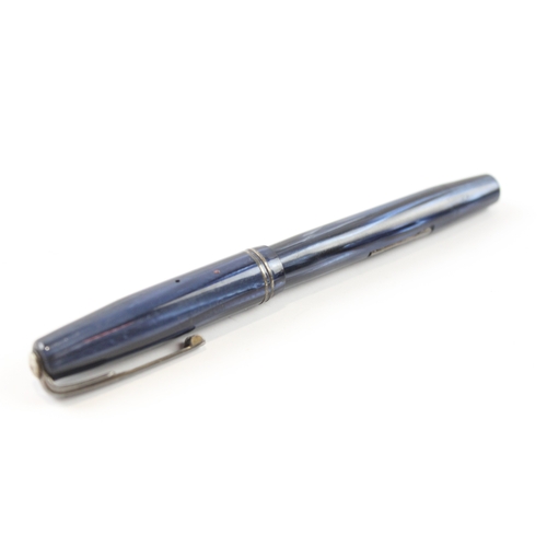 449 - Vintage Waterman Ideal Blue Lacquer Fountain Pen w/ 14ct Gold Nib WRITING