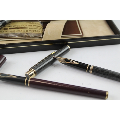 454 - 2 x Vintage Sheaffer Lady Fountain Pens w/ 14ct Gold Nibs WRITING Inc Boxed Etc