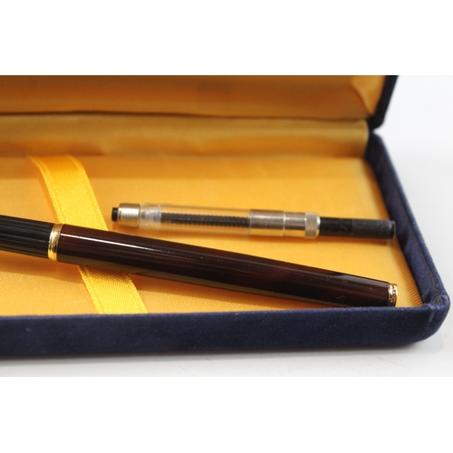 455 - Waterman Executive Brown Lacquer Fountain Pen w/ 18ct Gold Nib WRITING Boxed