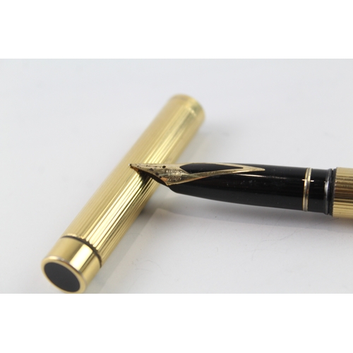 456 - Vintage Sheaffer Targa Gold Plated Fountain Pen w/ 14ct Gold Nib WRITING