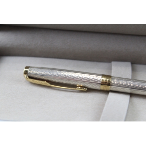 458 - PARKER Sonnet .925 Sterling Silver Ballpoint Pen / Biro WRITING Boxed 28g