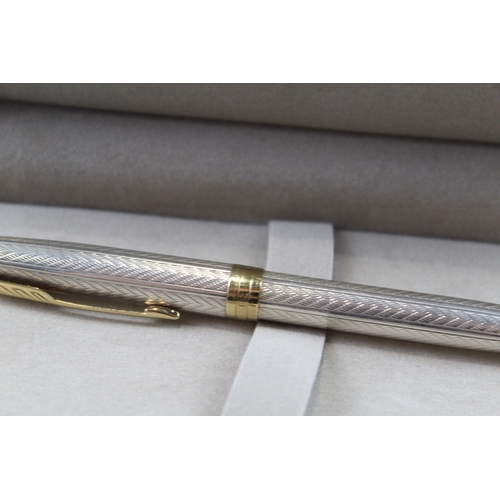 458 - PARKER Sonnet .925 Sterling Silver Ballpoint Pen / Biro WRITING Boxed 28g