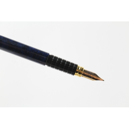 460 - Vintage Waterman Executive Navy Lacquer Fountain Pen w/ 18ct Gold Nib WRITING