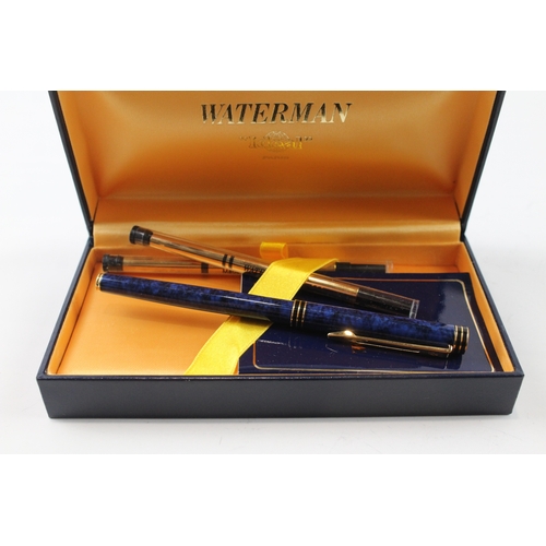 460 - Vintage Waterman Executive Navy Lacquer Fountain Pen w/ 18ct Gold Nib WRITING