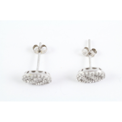 127 - 9ct white gold diamond cluster stud earrings (2g)