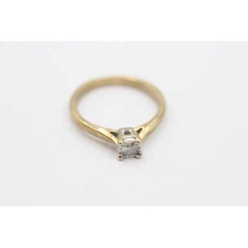 131 - 9ct gold diamond solitaire ring (2.2g) Size K