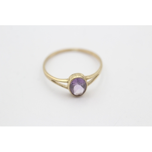 136 - 9ct gold vintage amethyst dress ring (1g) Size O