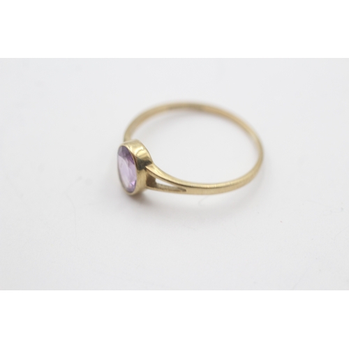 136 - 9ct gold vintage amethyst dress ring (1g) Size O