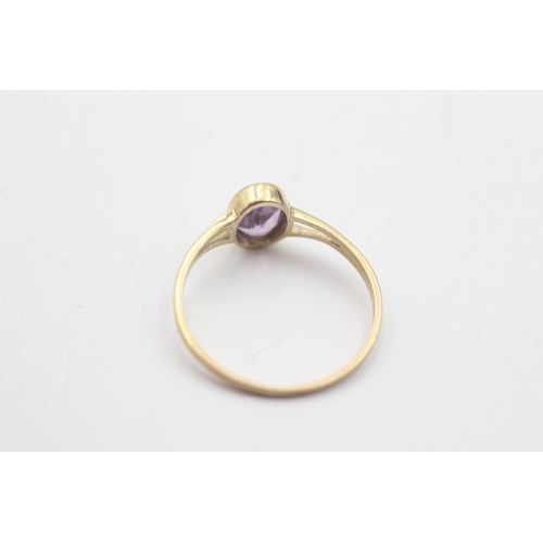 136 - 9ct gold vintage amethyst dress ring (1g) Size O