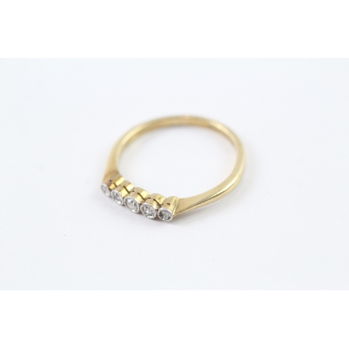 163 - 18ct gold diamond five stone ring (2g) Size N