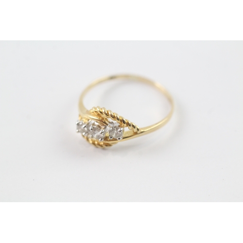 165 - 14ct gold diamond trilogy ring (1.9g) as seen - misshapen Size Q