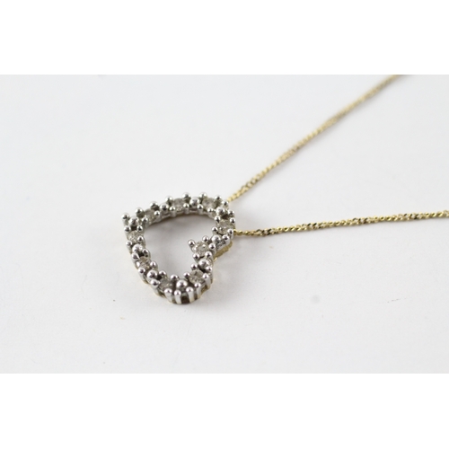 178 - 9ct gold diamond heart shape pendant necklace (1.7g)