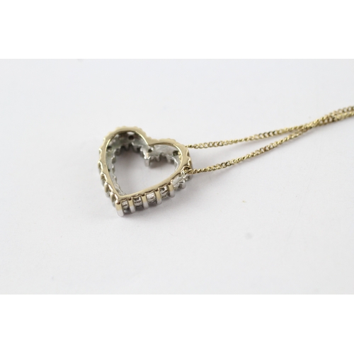 178 - 9ct gold diamond heart shape pendant necklace (1.7g)