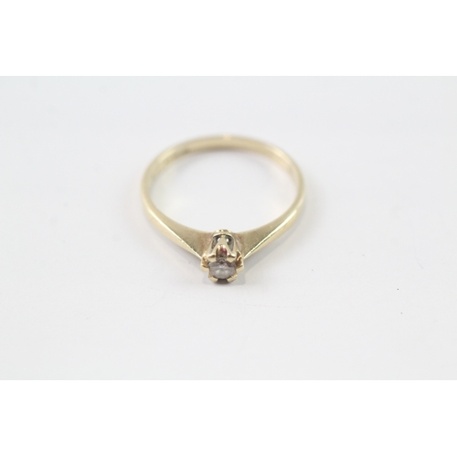 181 - 9ct gold vintage diamond solitaire ring (1.7g) Size N