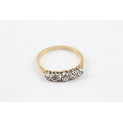 203 - 18ct gold diamond five stone ring (2.6g) Size M