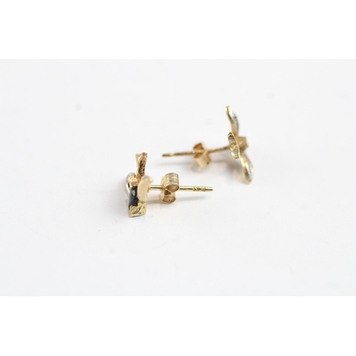 211 - 9ct gold sapphire bird stud earrings (0.7g)