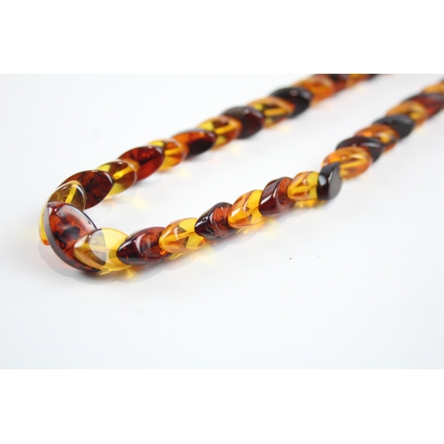 219 - 9ct gold vari-hue amber necklace (13.9g)