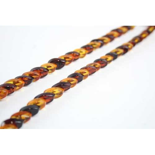 219 - 9ct gold vari-hue amber necklace (13.9g)