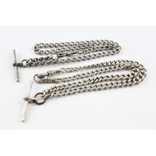 255 - Collection of Sterling Silver Antique Watch Chains x 2 69g