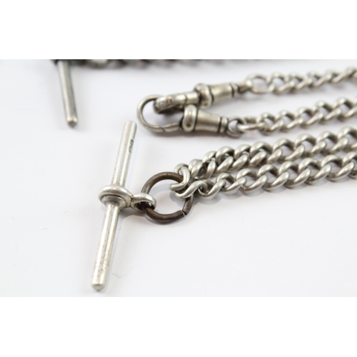 255 - Collection of Sterling Silver Antique Watch Chains x 2 69g