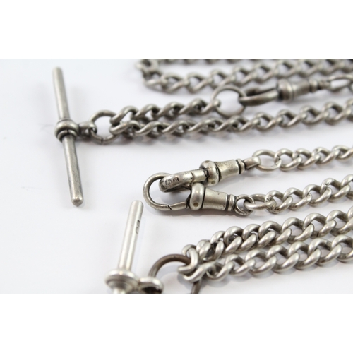 255 - Collection of Sterling Silver Antique Watch Chains x 2 69g